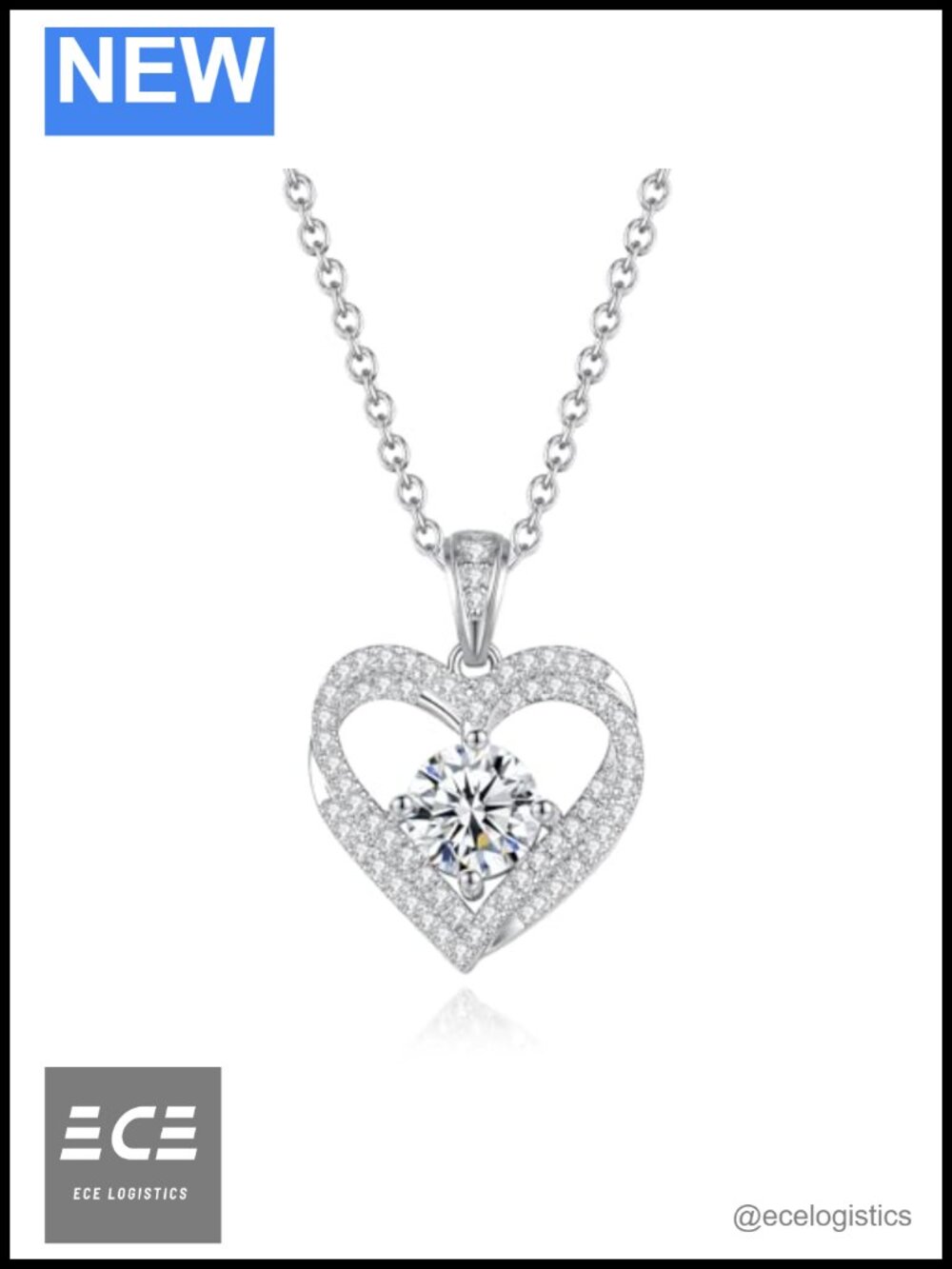 1.2CTTW Moissanite Heart Necklace S925 Sterling Silver VVS1 D Color